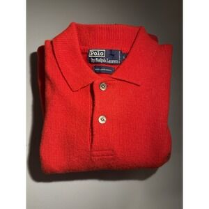 VTG Polo Ralph Lauren 100% Lambswool Collared Sweater Men's Large Red Pullover
